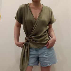 Zara V-neck Wrap Blouse